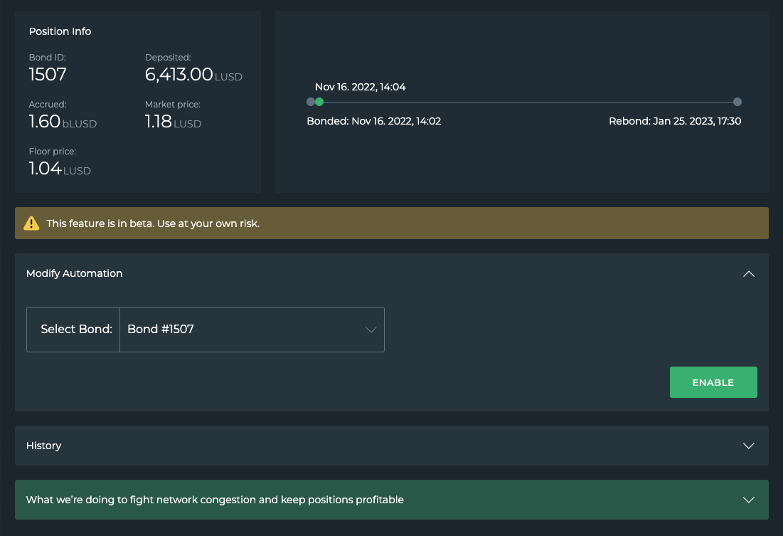 Automated Perpetual Rebonding Strategy on DeFi Saver