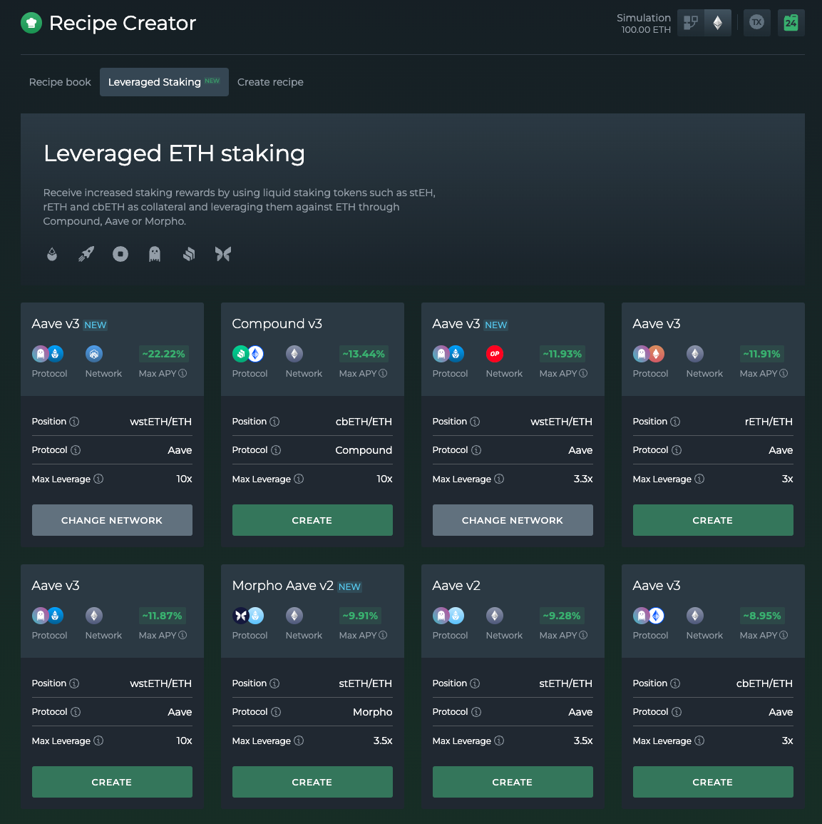 LSTs and leveraged ETH staking strategies at DeFi Saver