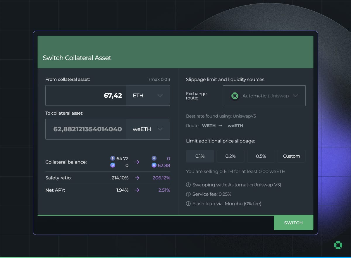 An overview of DeFi Saver's Collateral&Debt Switch for Aave.